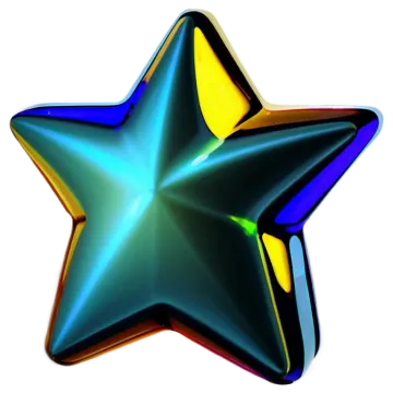 a blue and yellow star on a white background