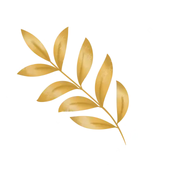 a gold leaf on a white background