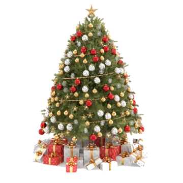 a christmas tree with presents around it