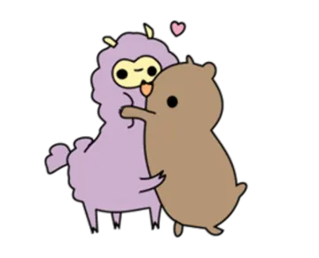 a couple of animals hugging