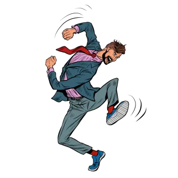 a man in a business suit is running