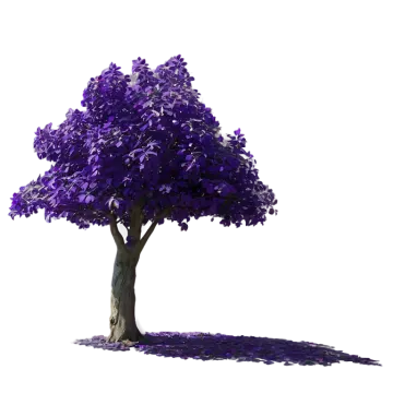 a purple tree on a white background