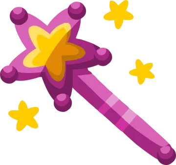 a purple wand with yellow stars on it