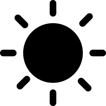 a black and white sun icon