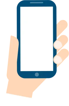 a hand holding a phone with a blank screen