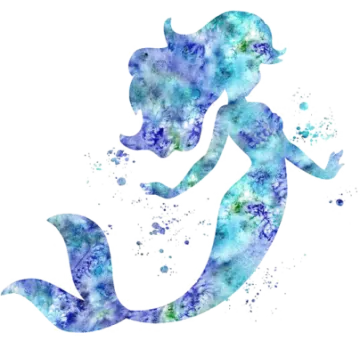 a watercolor mermaid silhouette on a white background