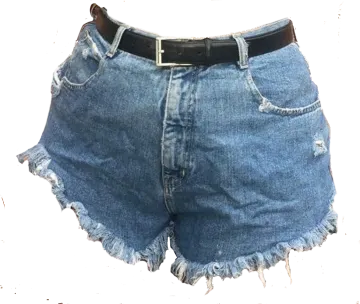 a pair of denim shorts on a white background