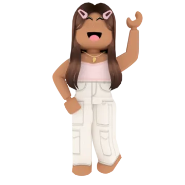 a cartoon character in white pants and pink shirt