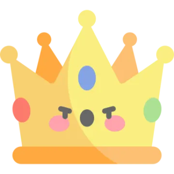 a yellow crown with colorful circles around it