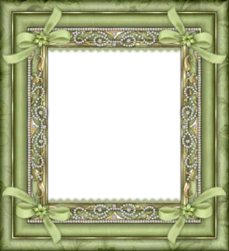 a green frame with flowers and leaves on it