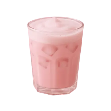 a pink drink in a glass on a white background