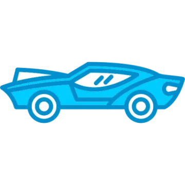 a blue car icon on a white background
