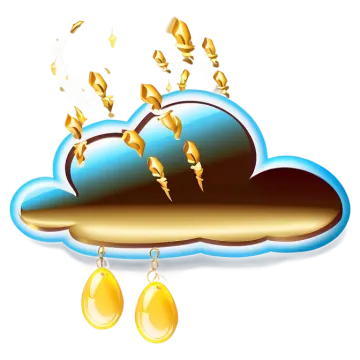 a cloud with gold coins flying out of it