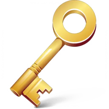 a golden key on a white background