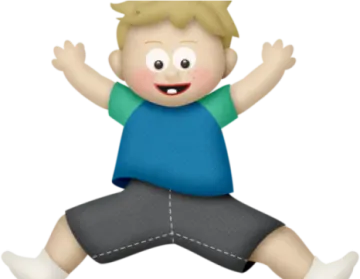 a boy with his hands up in the air
