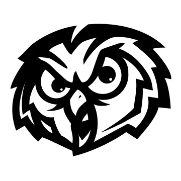 a black and white image of an owl head