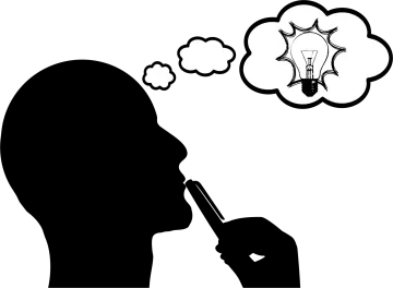 a silhouette of a man with a light bulb above his head