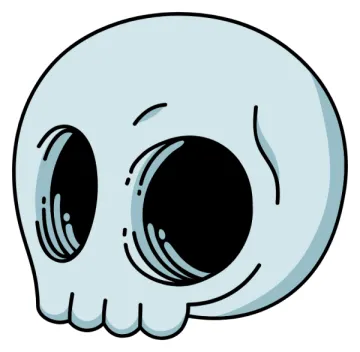 a cartoon skull with big eyes