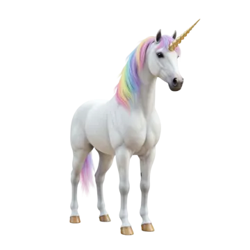 a white unicorn with a rainbow colored mane