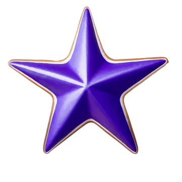 a purple star shaped cookie on a white background