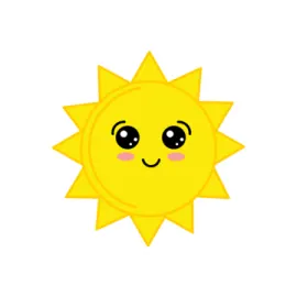 a cartoon sun with a smiling face