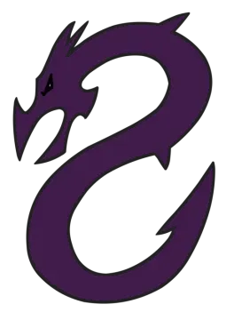 a purple and black dragon with the letter s