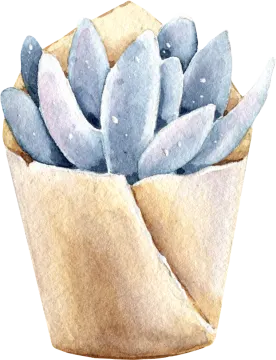 a watercolor painting of a plant in a pot