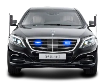 the front view of a black mercedes s - class