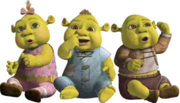 three cartoon characters sitting next to each other characters