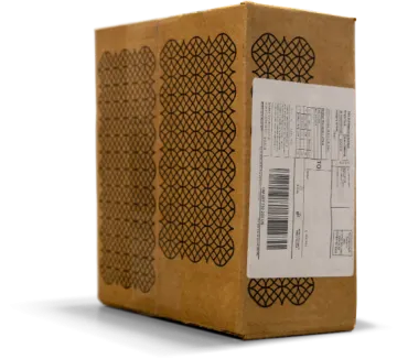 a cardboard box with a label on it
