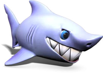 a cartoon shark with its mouth open