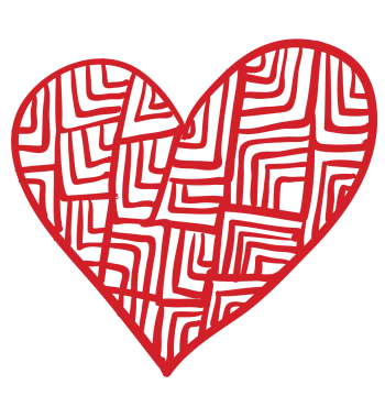 a red heart with an abstract pattern on it