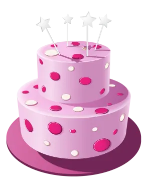 a pink cake with white stars on top