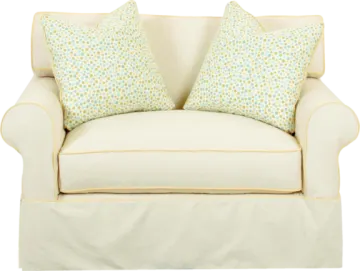a chair with two pillows on it