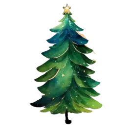 a watercolor christmas tree on a white background