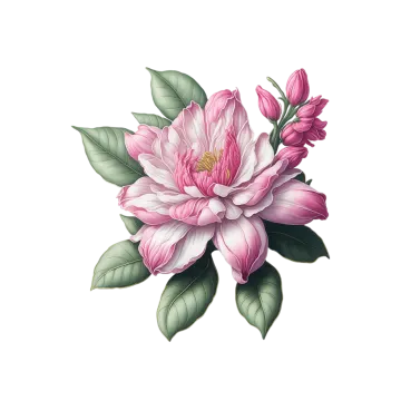 a pink flower on a white background