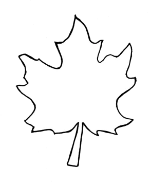 a black and white drawing of a maple leaf