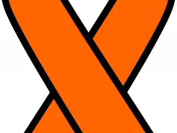 an orange ribbon on a white background