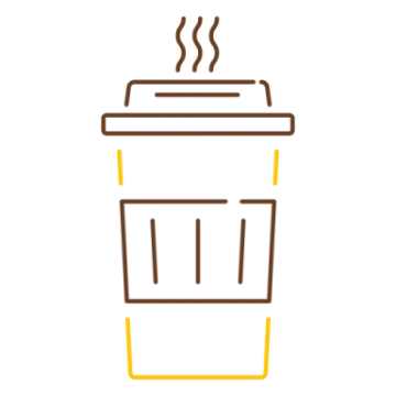 a coffee cup with steam coming out