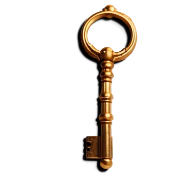 a golden key on a white background