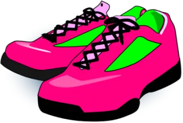a pair of pink and green shoes