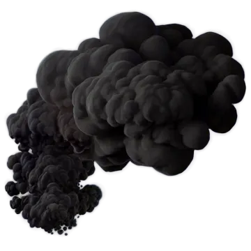 a pile of black smoke on a white background