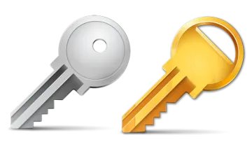 two keys, one silver and the other gold