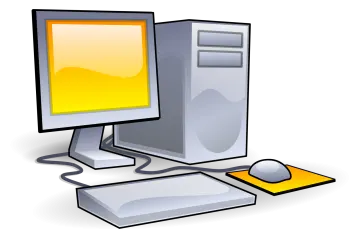 a computer and mouse on a white background