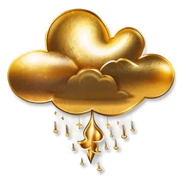 a gold cloud with rain drops