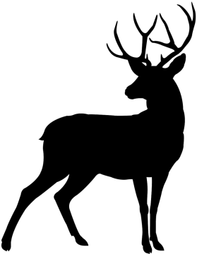 a black and white silhouette of a deer