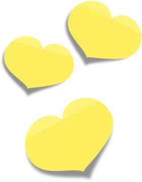 three yellow hearts on a white background