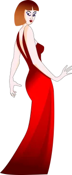 a woman in a red dress