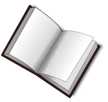 an open book on a white background