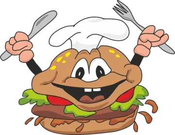 a hamburger with a fork and knife
